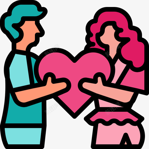 拥抱婚礼爱情故事线性色彩图标svg_新图网 https://ixintu.com 婚礼 拥抱 爱情故事 线性 色彩
