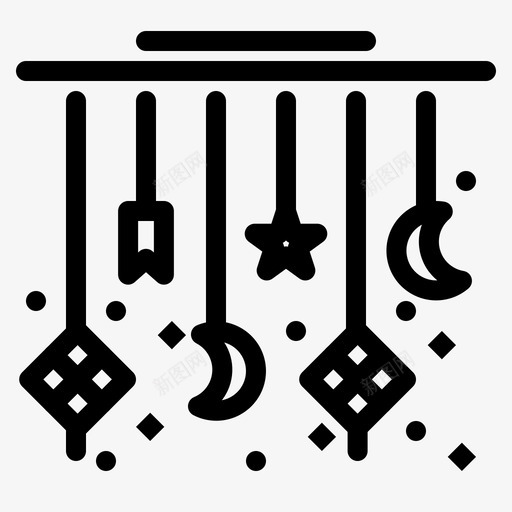 开斋节克雷森装饰图标svg_新图网 https://ixintu.com 克雷 巴拉克 开斋节 星星 月亮 装饰