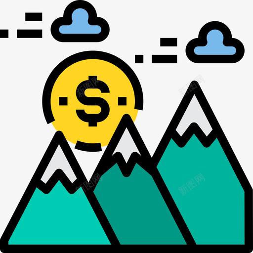 金钱商业理念12线条色彩图标svg_新图网 https://ixintu.com 商业 理念 线条 色彩 金钱