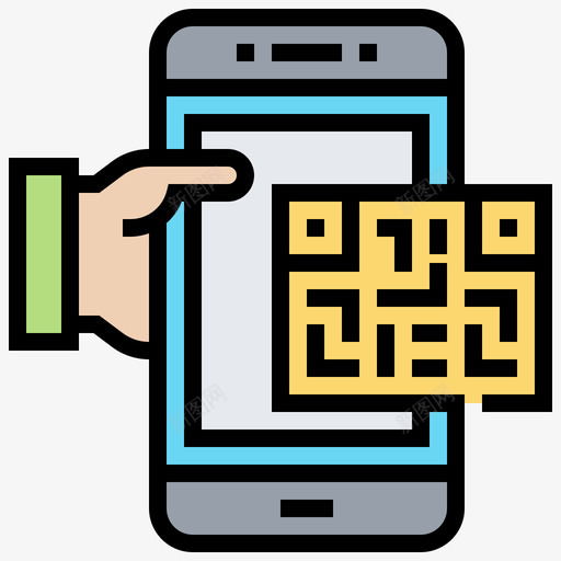二维码智能手机应用程序线性颜色图标svg_新图网 https://ixintu.com 二维 应用程序 手机 智能 线性 颜色