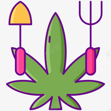 草本植物cbd油1线性颜色图标图标