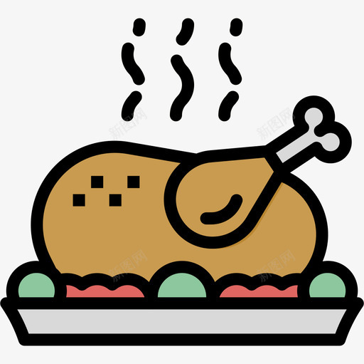 鸡肉圣诞195线形颜色图标svg_新图网 https://ixintu.com 圣诞 线形 颜色 鸡肉