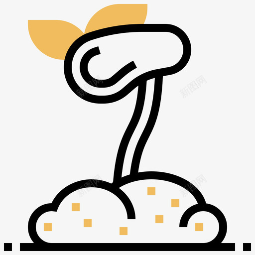 树苗全球变暖3黄影图标svg_新图网 https://ixintu.com 全球 变暖 树苗 黄影