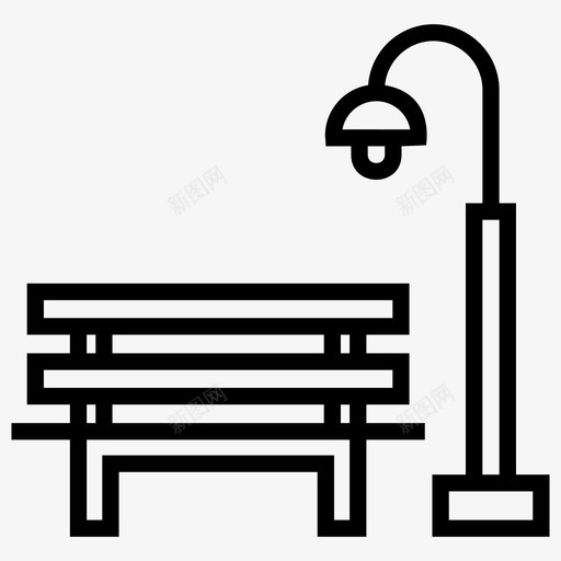 户外花园长椅户外家具木制长凳图标svg_新图网 https://ixintu.com 城市元素线矢量图标集 户外家具 户外花园长椅 木制长凳