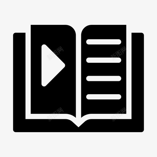 视频书教育在线图标svg_新图网 https://ixintu.com 在线 在线教育线字形 学习 教育 视频书