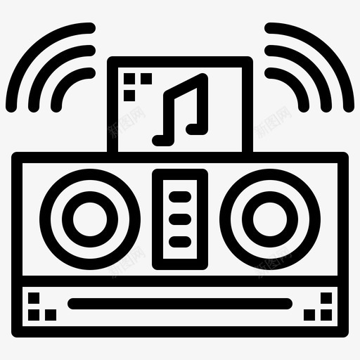 音乐盒派对之夜线性图标svg_新图网 https://ixintu.com 之夜 派对 线性 音乐盒