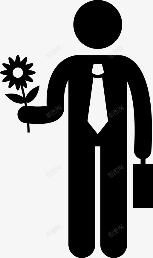 商人拿着一朵花雇员办公室图标svg_新图网 https://ixintu.com 办公室 商人拿着一朵花 工人 棍子数字商人手持各种物品 雇员