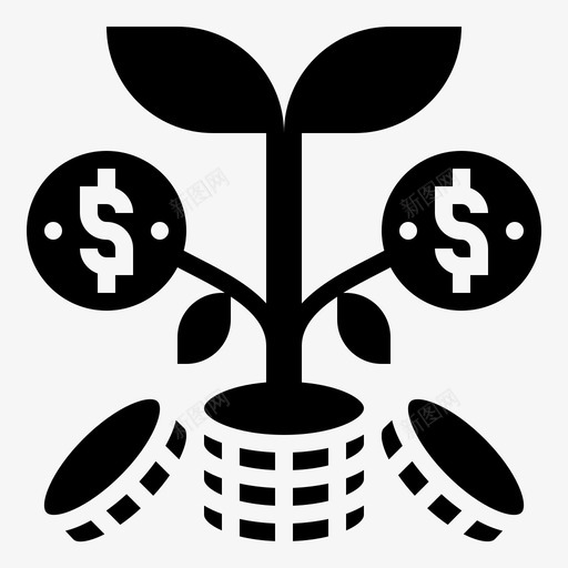 投资增长利息图标svg_新图网 https://ixintu.com 众筹 利息 利润 增长 字形 投资 金钱