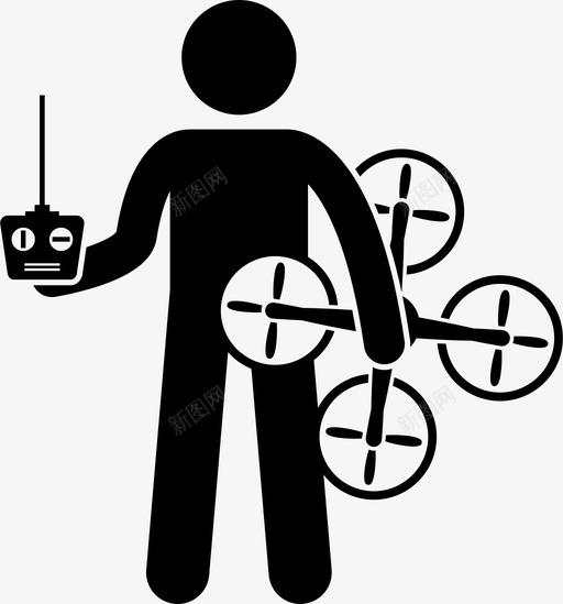有飞行无人机的人持有人图标svg_新图网 https://ixintu.com 人 持有 有飞行无人机的人 遥控器