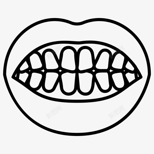 鬼脸咬牙切齿嘴图标svg_新图网 https://ixintu.com tmj 咬牙切齿 唇贴片集合线矢量图标 嘴 张嘴 鬼脸