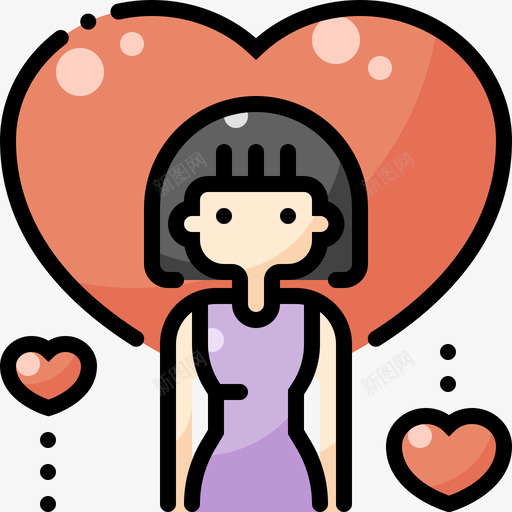 女人浪漫爱情3线条色彩图标svg_新图网 https://ixintu.com 女人 浪漫 爱情 线条 色彩