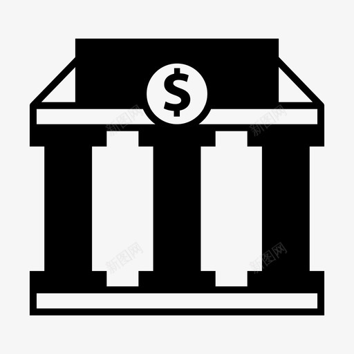 银行大楼美元图标svg_新图网 https://ixintu.com 图标 大楼 美元 货币 金融 银行