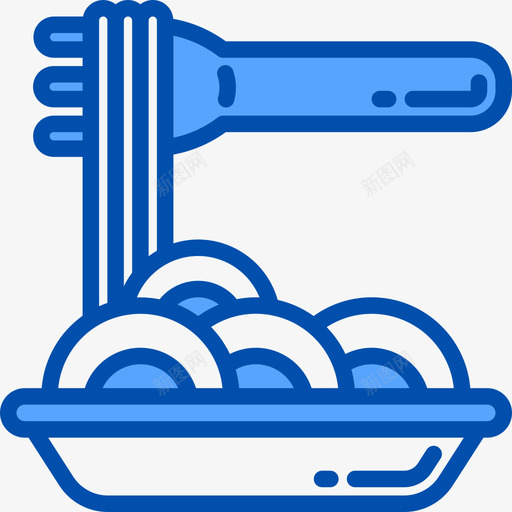 意大利面街头食品2蓝色图标svg_新图网 https://ixintu.com 意大利面 蓝色 街头食品2