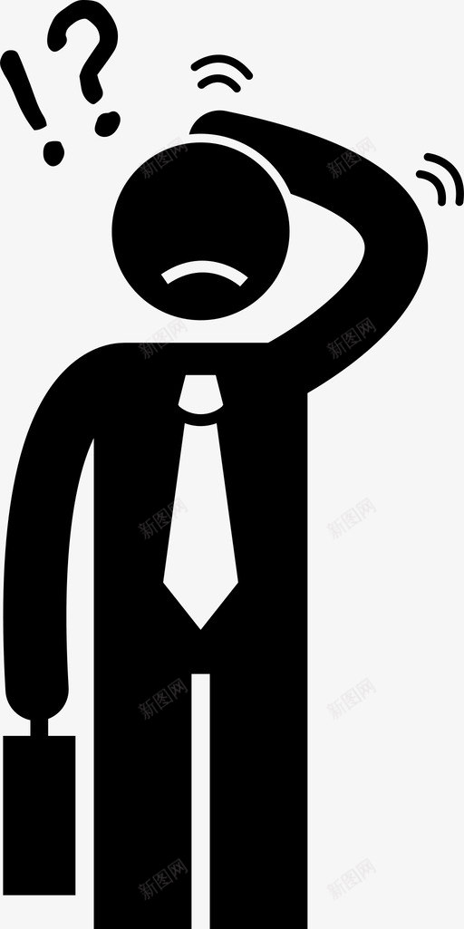 困惑的商人不知所措问题图标svg_新图网 https://ixintu.com 不知所措 不高兴 什么 商人 困惑 愤怒 挠头 数字 问题