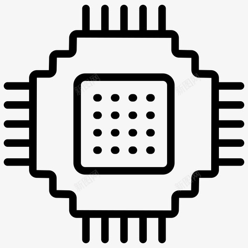 存储芯片数字卡微芯片图标svg_新图网 https://ixintu.com 人工智能线向量图标集 存储芯片 存储设备 微处理器 微芯片 数字卡