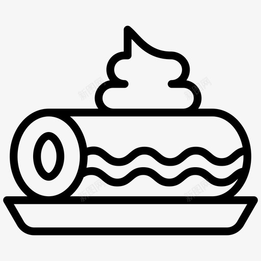 瑞士卷奶油卷甜点图标svg_新图网 https://ixintu.com 一套糖果和甜点线矢量图标 奶油卷 果冻卷 海绵蛋糕 瑞士卷 甜点