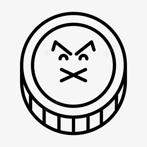 硬币表情符号穆迪图标svg_新图网 https://ixintu.com 令牌 硬币 硬币表情线 穆迪 表情符号 静音