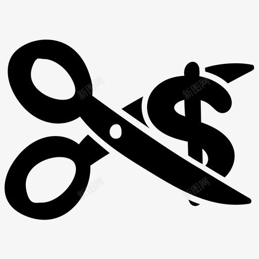 降价概念成本最小化削减开支图标svg_新图网 https://ixintu.com 减少投资 削减开支 削减账单 成本最小化 电子商务字形矢量图标集 美元剪刀 降价概念