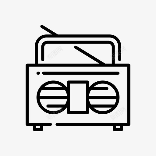 收音机80年代图标线性svg_新图网 https://ixintu.com 80年代 图标 收音机 线性