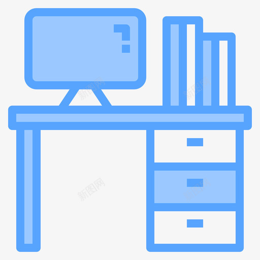 办公桌办公文具21蓝色图标svg_新图网 https://ixintu.com 办公文具 办公桌 蓝色