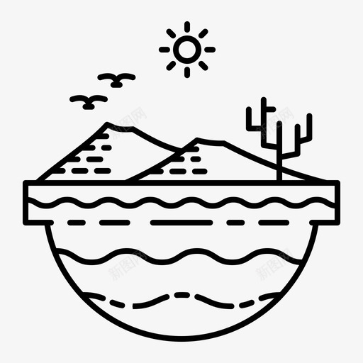 沙漠仙人掌风景图标svg_新图网 https://ixintu.com 仙人掌 沙漠 自然 自然轮廓 阳光 风景