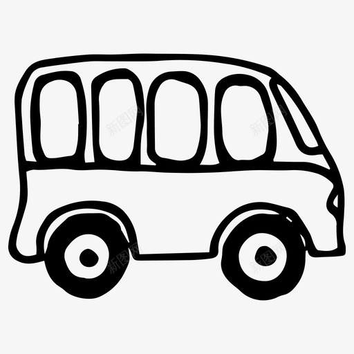 公共汽车小汽车手绘图标svg_新图网 https://ixintu.com 交通工具 公共汽车 小汽车 手绘 校车