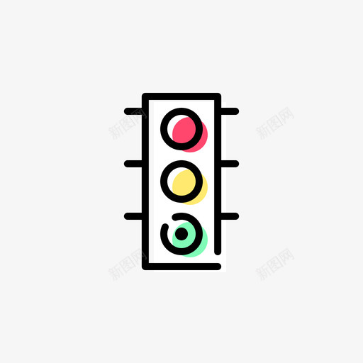 红绿灯交通2线颜色图标svg_新图网 https://ixintu.com 交通 红绿灯 颜色