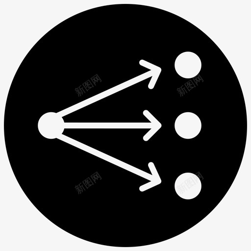 数据流分支图表图标svg_新图网 https://ixintu.com 一对多 分支 图表 填充 多播 数据库 数据流
