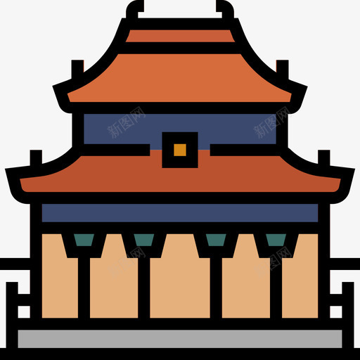 天坛亚洲国家地标性建筑4座线条色彩图标svg_新图网 https://ixintu.com 4座 亚洲国家 地标 天坛 建筑 线条 色彩