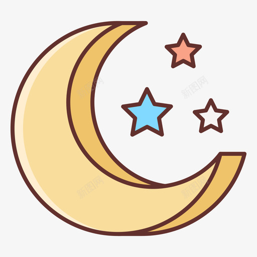 夜晚天气224线性颜色图标svg_新图网 https://ixintu.com 夜晚 天气 线性 颜色