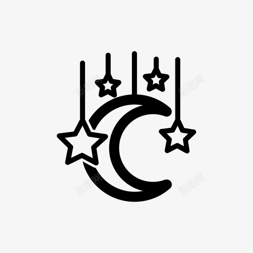 月亮和星星夜晚斋月图标svg_新图网 https://ixintu.com 夜晚 斋月 星星 月亮