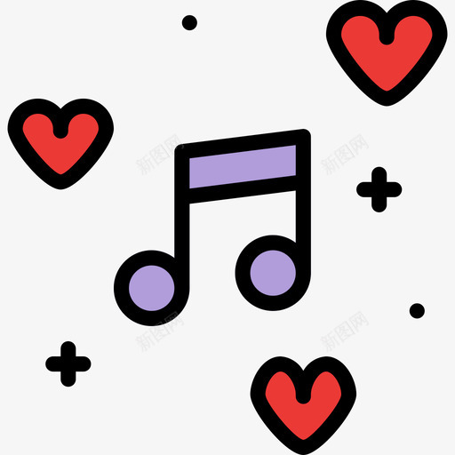 浪漫音乐浪漫36线性色彩图标svg_新图网 https://ixintu.com 浪漫 线性 色彩 音乐