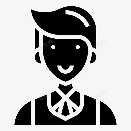 服务员职业男2雕文图标svg_新图网 https://ixintu.com 服务员 职业 雕文