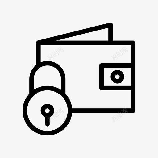 安全钱包锁私人图标svg_新图网 https://ixintu.com 安全钱包 私人 财务线符号图标 钱包 锁
