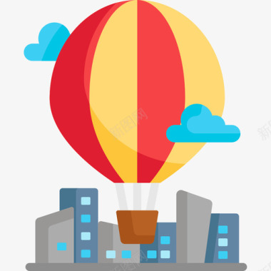 热气球城市53扁平图标图标