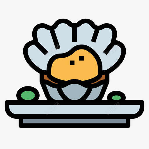 贝类泰国食物3线色图标svg_新图网 https://ixintu.com 泰国食物3 线色 贝类