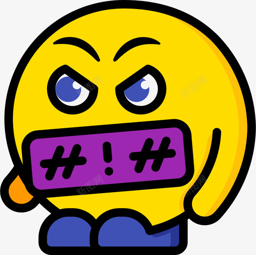 骂人表情4线条色彩图标svg_新图网 https://ixintu.com 线条 色彩 表情 骂人
