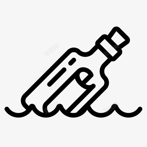 瓶子里的信息海盗的生活直线的图标svg_新图网 https://ixintu.com 信息 海盗 瓶子 生活 直线