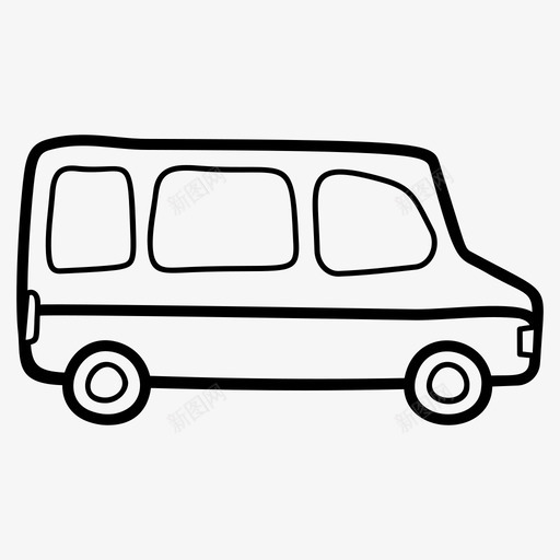 面包车汽车公共汽车图标svg_新图网 https://ixintu.com 交通工具 公共汽车 汽车 运输线路矢量图标集 面包车