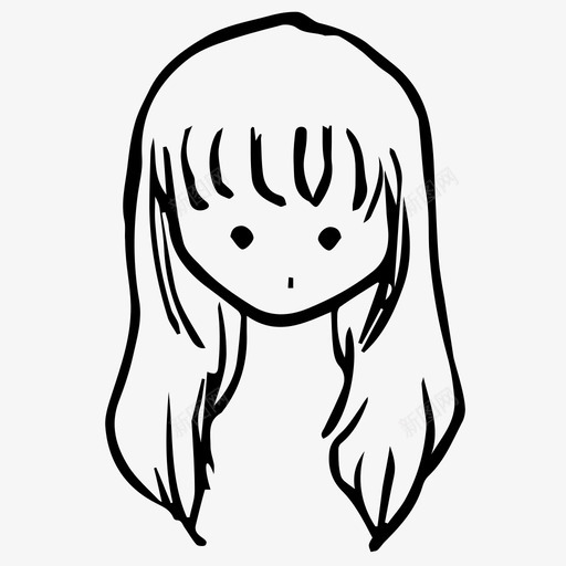 发型脸性格发型图标svg_新图网 https://ixintu.com 发型 性格 长发