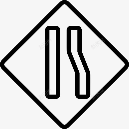 窄路美国路标3线形图标svg_新图网 https://ixintu.com 窄路 线形 美国 路标