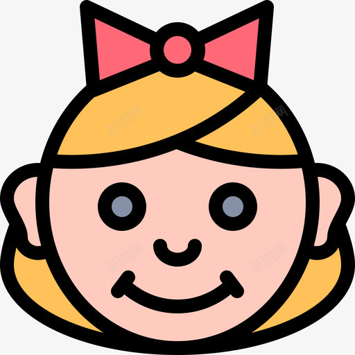 女婴92号宝宝线性颜色图标svg_新图网 https://ixintu.com 92号 女婴 宝宝 线性 颜色
