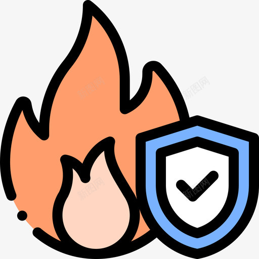 火灾保险59线性颜色图标svg_新图网 https://ixintu.com 保险 火灾 线性 颜色