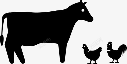 农场动物鸡牛图标svg_新图网 https://ixintu.com 农场动物 有机肉类和食品 牛 鸡