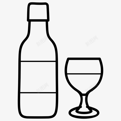 葡萄酒酒精啤酒瓶图标svg_新图网 https://ixintu.com 啤酒瓶 旅游和假期线向量图标集 葡萄酒 酒杯 酒瓶 酒精 野餐