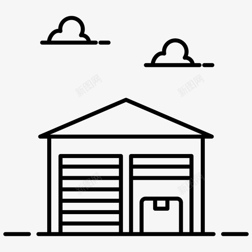 仓库装运交付和物流线标集图标svg_新图网 https://ixintu.com 交付 仓库 图标 流线 物流 装运
