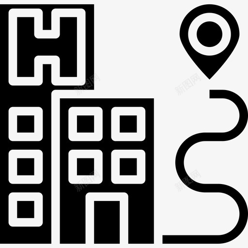 医院地图5实线图标svg_新图网 https://ixintu.com 医院 地图5 实线