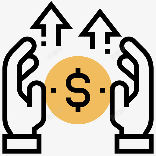 个人财富金融科技4黄影图标svg_新图网 https://ixintu.com 个人 科技 财富 金融 黄影