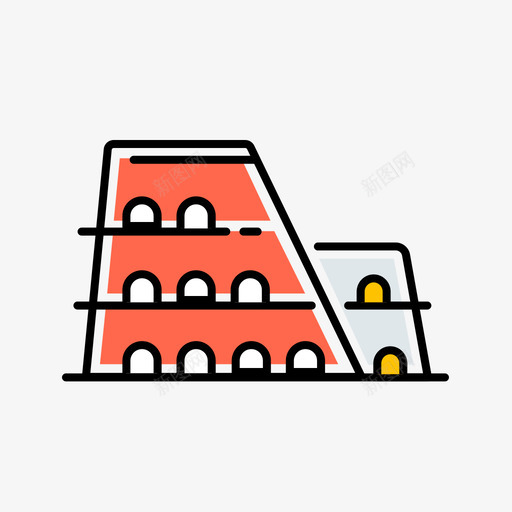 罗马竞技场svg_新图网 https://ixintu.com 古竞技场 可爱 填充 多色 扁平 简约 线性 罗马竞技场