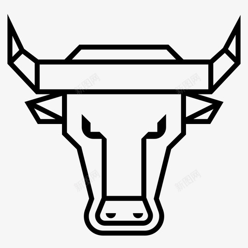 牛头牛肉肉图标svg_新图网 https://ixintu.com 动物农场面 强壮 牛 牛头 牛肉 肉 黑白牛头
